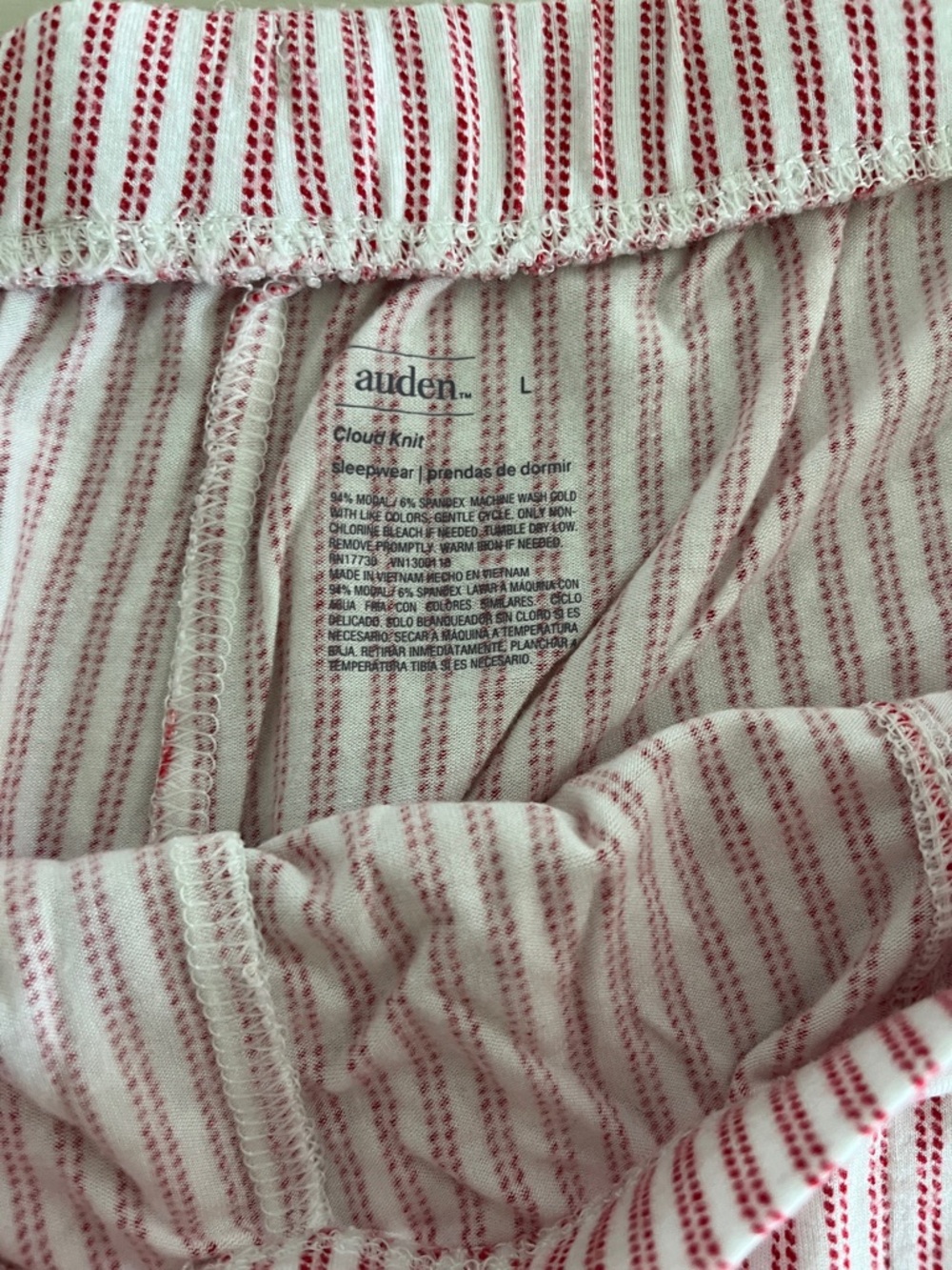 Women's red Striped Pajama Set - Button-Down Top & pants - Picture 4 of 5